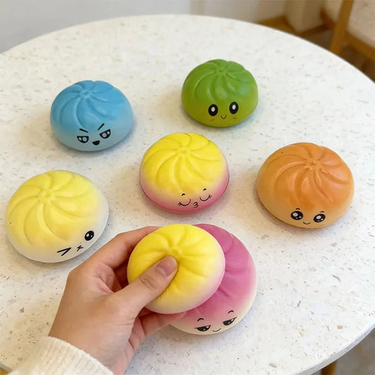 Random Colorful Soft Squishy Cute Bun for Adult PU Simulation Small Steamer Squeeze Decor Daily Entertainment Stress Relief Gift